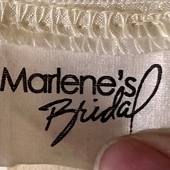 Vintage 80s Wedding Dress Sweetheart Neck Puff Sleeve Jacquard Ivory Sz 22 - Picture 9 of 12